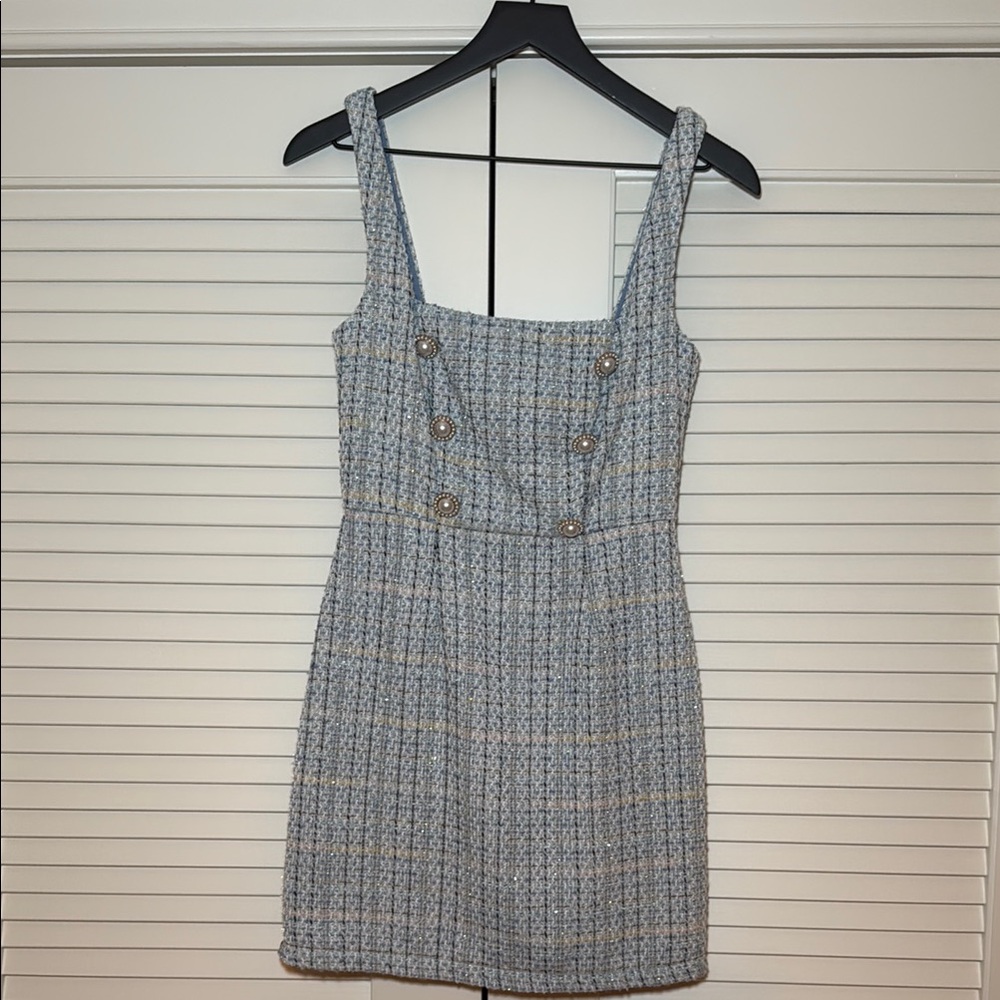 Blue Sleeveless Sheath Mini Dress